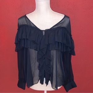 Women’s sheer navy blouse medium by Zara Basic